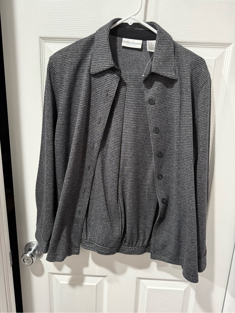 Drapers & Damons Gray Button-Front Pantsuit